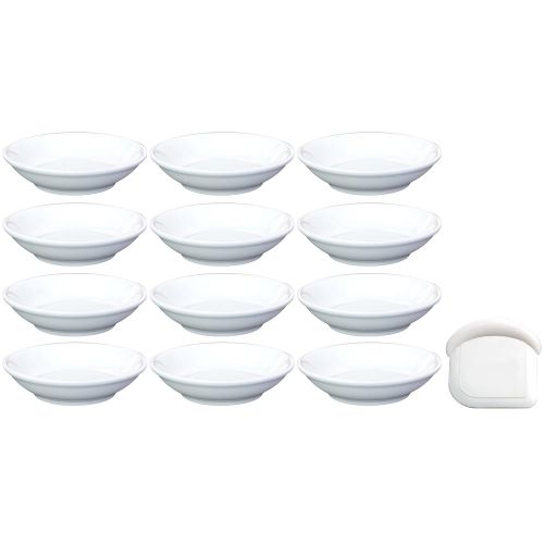  MBW NW Brands Ceramic Side Sauce Dish and Pan Scraper, 3.75 Inch, 3 Ounce, Bone White, 12-Pack