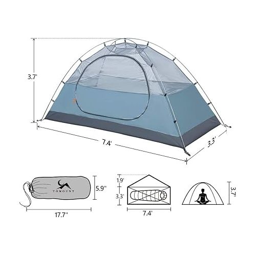  MC TOMOUNT Backpacking Tent 1-2 Person Waterproof Lightweight Double Layer Free-Standing Aluminum Pole for Outdoor Camping Hiking 4 Season