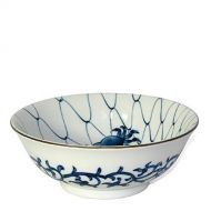 MC Japanese Blue and White 7.5 Large Ramen Noodle Bowl with Crab Motif