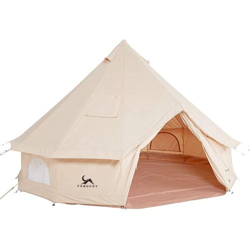  MC Canvas Tent Bell Tent Yurt with Stove Jack Zipped Removable Floor for Glamping Truck Car Camping