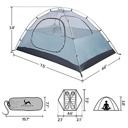  MC Backpacking Tent 1-2 Person Waterproof Lightweight Double Layer Free-Standing Aluminum Pole for Outdoor Camping Hiking 4 Season