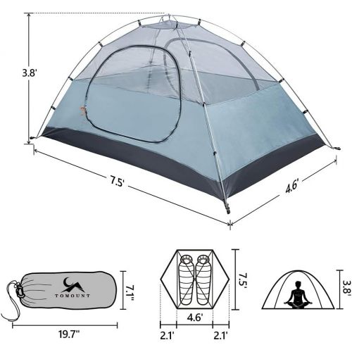  MC Backpacking Tent 1-2 Person Waterproof Lightweight Double Layer Free-Standing Aluminum Pole for Outdoor Camping Hiking 4 Season