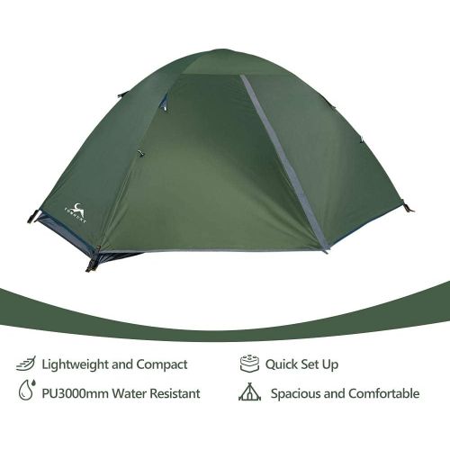  MC Backpacking Tent 1-2 Person Waterproof Lightweight Double Layer Free-Standing Aluminum Pole for Outdoor Camping Hiking 4 Season