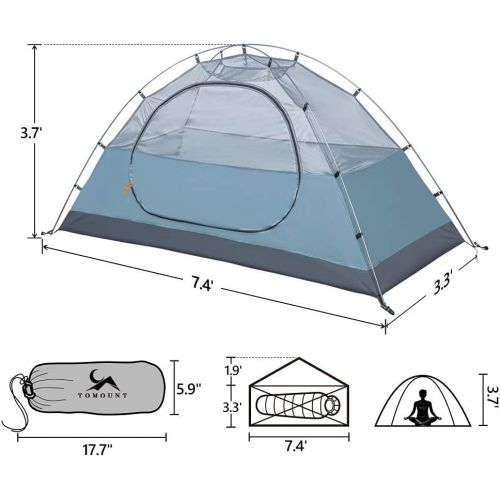  MC Backpacking Tent 1-2 Person Waterproof Lightweight Double Layer Free-Standing Aluminum Pole for Outdoor Camping Hiking 4 Season