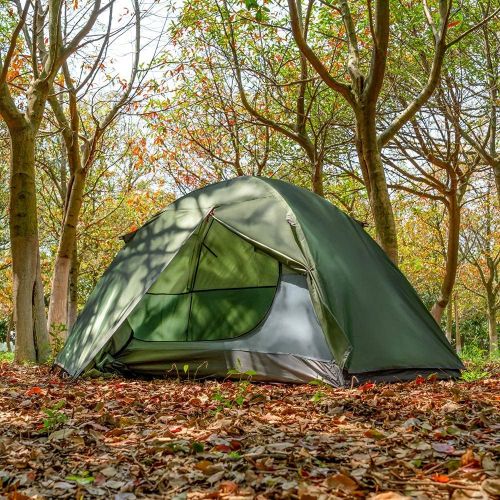  MC Backpacking Tent 1-2 Person Waterproof Lightweight Double Layer Free-Standing Aluminum Pole for Outdoor Camping Hiking 4 Season