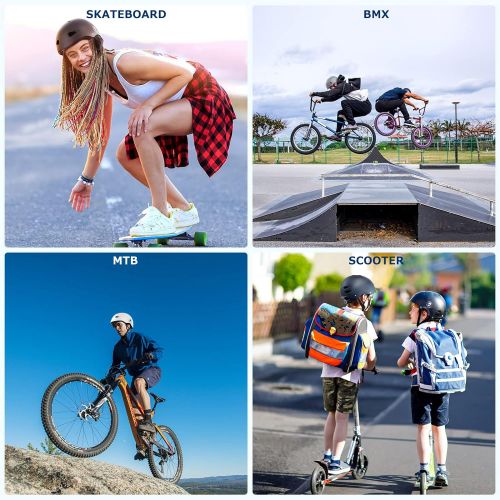  MCBOB Skateboard Helmet for Adults, Youth & Kids, Bike Helmet for Men & Women, Scooter Roller Skating Helmet for Multi-Sport w/ 2 Thickness Removable Liners Ventilation & Impact-Ab