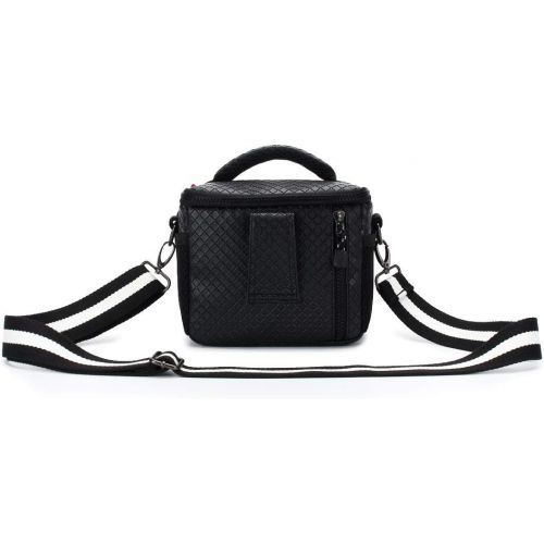  MCHENG Waterproof PU Leather Camera Bag for Canon Nikon Sony Panasonic Olympus Fujifilm Digital Cameras, Black