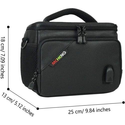  MCHENG Camera Bag Case, Camera Shoulder Bag with Adjustable Dividers Compatible for Nikon, Sony, Fuji Instax, DSLR, Mirrorless Cameras and Lenses Accessories Black