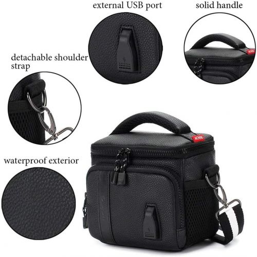  MCHENG Shock Resistant Camera Bag with Convenient USB Charging Port Crossbody Digital Camera Case for Canon EOS 77D / Nikon D5600 COOLPIX B700 / Panasonic LUMIX G9 / Olympus OM-D E