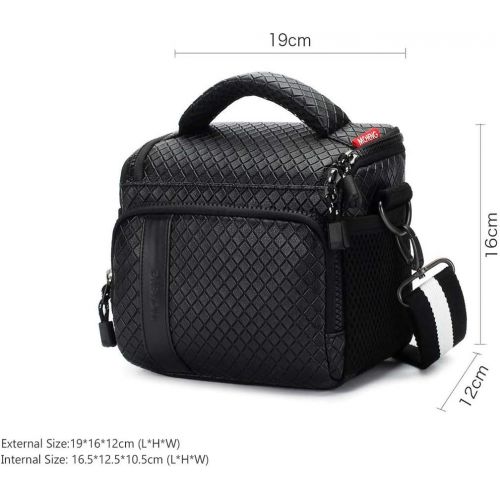  MCHENG Waterproof PU Leather Camera Bag for Canon Nikon Sony Panasonic Olympus Fujifilm Digital Cameras, Black