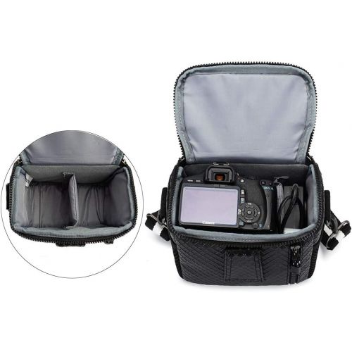  MCHENG Waterproof PU Leather Camera Bag for Canon Nikon Sony Panasonic Olympus Fujifilm Digital Cameras, Black