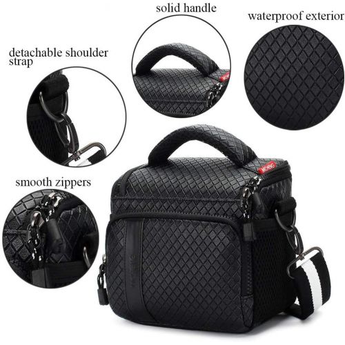  MCHENG Waterproof PU Leather Camera Bag for Canon Nikon Sony Panasonic Olympus Fujifilm Digital Cameras, Black