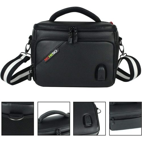  MCHENG Camera Bag Case, Camera Shoulder Bag with Adjustable Dividers Compatible for Nikon, Sony, Fuji Instax, DSLR, Mirrorless Cameras and Lenses Accessories Black