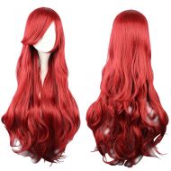 MCOSER Mcoser 70cm 25.77 Long Curly Little Mermaid Disney Princess Ariel child Bounty Hunter Cosplay Wig(Red)