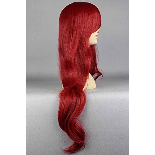  MCOSER Mcoser 70cm 25.77 Long Curly Little Mermaid Disney Princess Ariel child Bounty Hunter Cosplay Wig(Red)