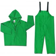 MCR Safety 3882X7 Dominator PVC/Polyester 2-Piece Rainsuit with Attached Drawstring Hood, Green, 7X-Large