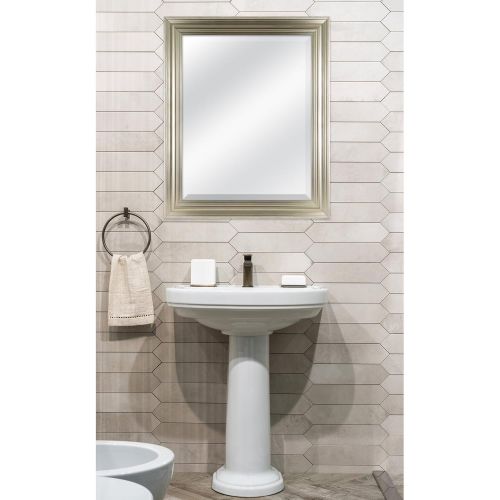  MCS 18 by 24 inch Scoop Mirror, 23.5 by 29.5 inch Outside Dimension, White Wash Finish 20547, 23.5 x 29.5 Inch,