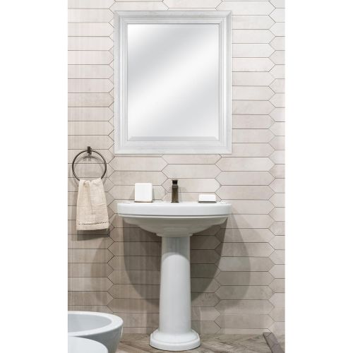  MCS 18 by 24 inch Scoop Mirror, 23.5 by 29.5 inch Outside Dimension, White Wash Finish 20547, 23.5 x 29.5 Inch,