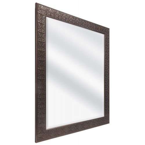  MCS 22 x 28 Inch Stamped Medallion Wall Mirror, 28x34 Inch Overall Size, 22 x 28, Bronze