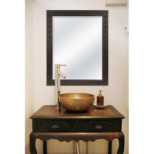  MCS 22 x 28 Inch Stamped Medallion Wall Mirror, 28x34 Inch Overall Size, 22 x 28, Bronze