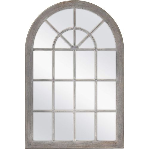  MCS Countryside Arched Windowpane Wall, Gray, 24x36 Inch Overall Size Mirror,