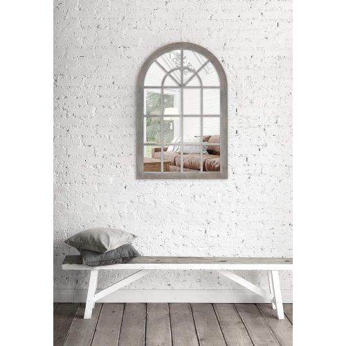  MCS Countryside Arched Windowpane Wall, Gray, 24x36 Inch Overall Size Mirror,