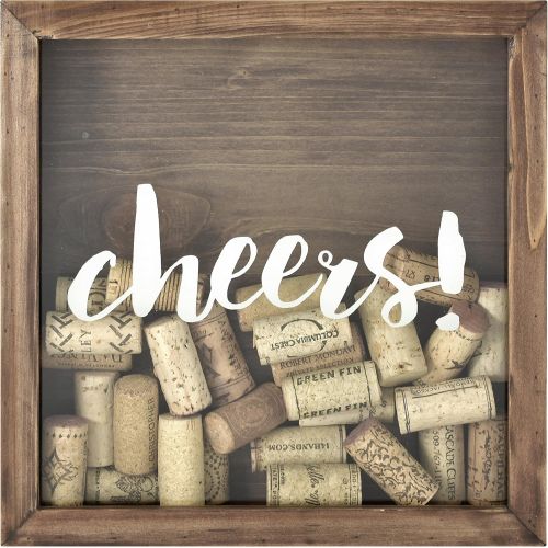  MCS Bar None Cheers Wine Cork Holder Shadowbox, 10x10, Brown