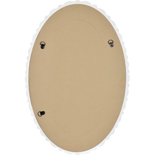  MCS Scalloped Province Oval Wall Mirror, 19x28 Inch Overall Size, Antique White