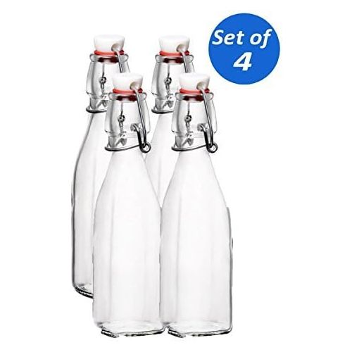  MCtraddy Bormioli Rocco Swing Top Glass Bottles, 8.5 Ounce - Set of 4