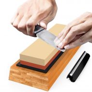 MDBT Superior Sharpening Stone Knife Sharpener, Best Japanese Whetstone 1000/6000 Grit Waterstone Kit with Non-Slip Bamboo Base | Angle Guide for Kitchen Kamikoto Knives