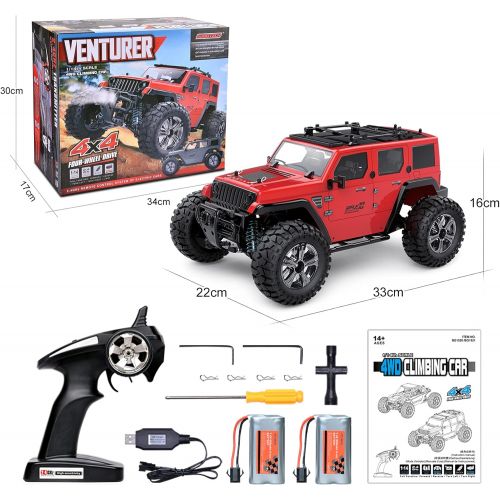  MDGZY RC Cars 4WD RC Rock Racer Off-Road Electric car，2.4Ghz Radio Remote Control Car, 1/14 Scale RTR Hobby Grade Cross 25KM/H Remote Control Truck High Speed Racing Monster, Red