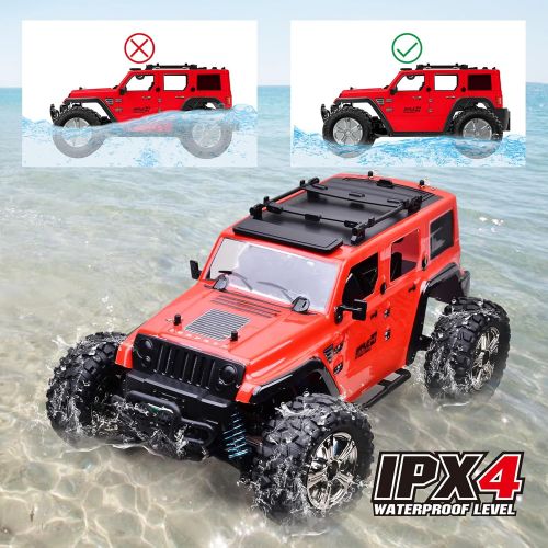  MDGZY RC Cars 4WD RC Rock Racer Off-Road Electric car，2.4Ghz Radio Remote Control Car, 1/14 Scale RTR Hobby Grade Cross 25KM/H Remote Control Truck High Speed Racing Monster, Red