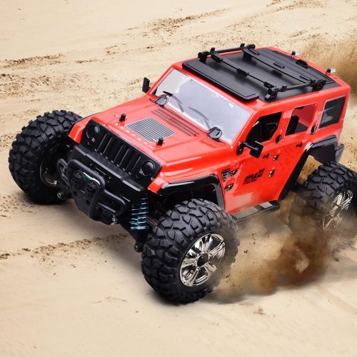  MDGZY RC Cars 4WD RC Rock Racer Off-Road Electric car，2.4Ghz Radio Remote Control Car, 1/14 Scale RTR Hobby Grade Cross 25KM/H Remote Control Truck High Speed Racing Monster, Red