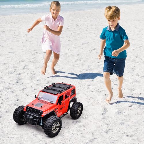  MDGZY RC Cars 4WD RC Rock Racer Off-Road Electric car，2.4Ghz Radio Remote Control Car, 1/14 Scale RTR Hobby Grade Cross 25KM/H Remote Control Truck High Speed Racing Monster, Red