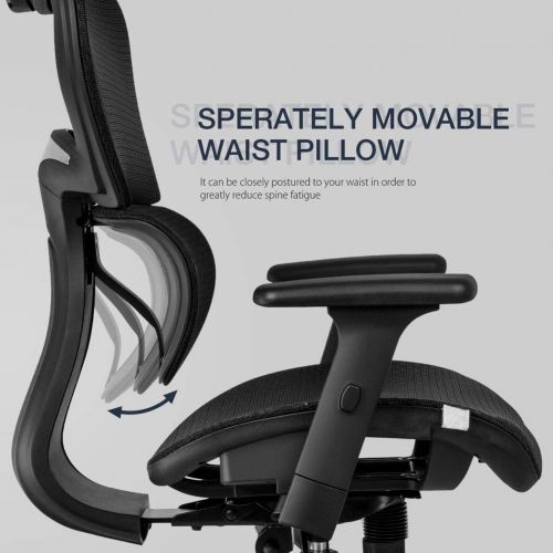  MDL Furniture Ergonomic Office Chair High Back Mesh Chair with Adjustable Headrest and Lumbar Support 3D Armrest Home Office Chair(Black)