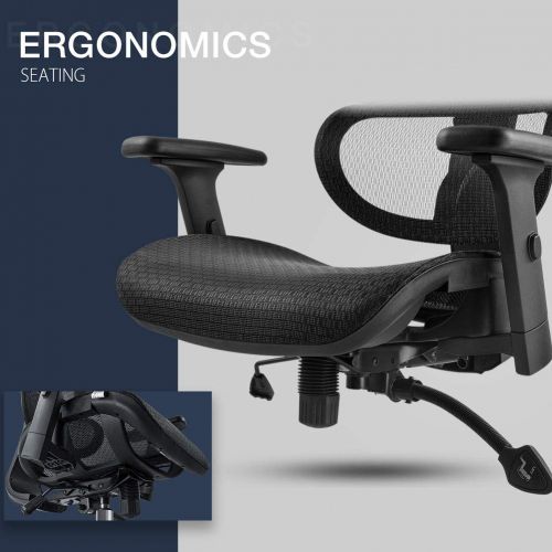  MDL Furniture Ergonomic Office Chair High Back Mesh Chair with Adjustable Headrest and Lumbar Support 3D Armrest Home Office Chair(Black)