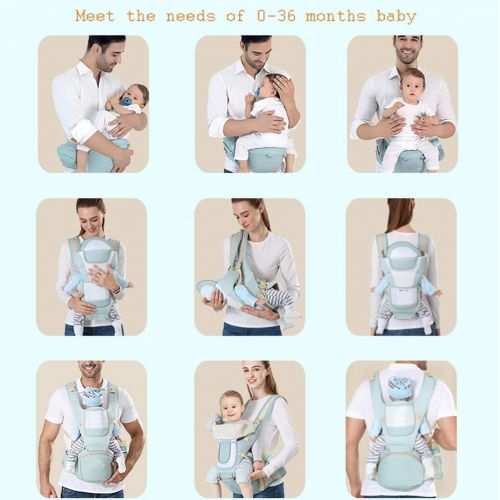 MDOMDO Baby Carrier with Hip Seat, Soft And Breathable Baby Carrier, for Newborn, Young Child,Blue