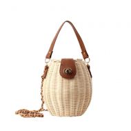 MDYYD Straw Beach Bag Women Weave Handbags Rattan Hard Summer Holiday Beach Tote Woven Handle Bag Handbags Shoulder Bag Tote, (Color : White, Size : 101915cm)