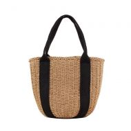 MDYYD Straw Beach Bag Women Weave Handbags Soft Summer Holiday Beach Tote Woven Handle Bag Handbags Shoulder Bag Tote, (Color : Khaki, Size : 2822cm)