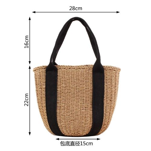  MDYYD Straw Beach Bag Women Weave Handbags Soft Summer Holiday Beach Tote Woven Handle Bag Handbags Shoulder Bag Tote, (Color : Khaki, Size : 2822cm)