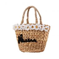 MDYYD Straw Beach Bag Women Weave Handbags Flower Small Daisy Summer Holiday Beach Tote Woven Handle Bag Handbags Shoulder Bag Tote, (Color : Khaki, Size : 2216cm)