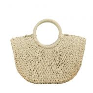 MDYYD Straw Beach Bag Women Weave Handbags Casual Drawstring Summer Beach Tote Woven Handle Bag Handbags Shoulder Bag Tote, (Color : White, Size : 4036cm)