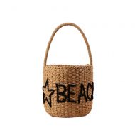 MDYYD Straw Beach Bag Women Weave Handbags Cutout Hand Made Summer Holiday Beach Tote Woven Handle Bag Handbags Shoulder Bag Tote, (Color : Black, Size : 2020cm)