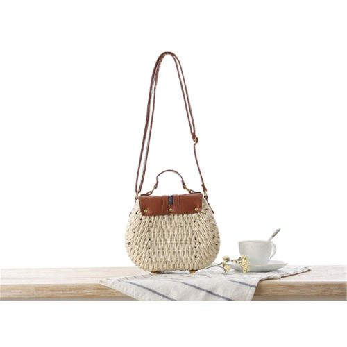  MDYYD Straw Beach Bag Women Fashion Woven Shoulder Bags Straw Tassel Summer Women Weave Holiday Crossbody Beach Handbags Shoulder Bag Tote, (Color : White, Size : 2719cm)