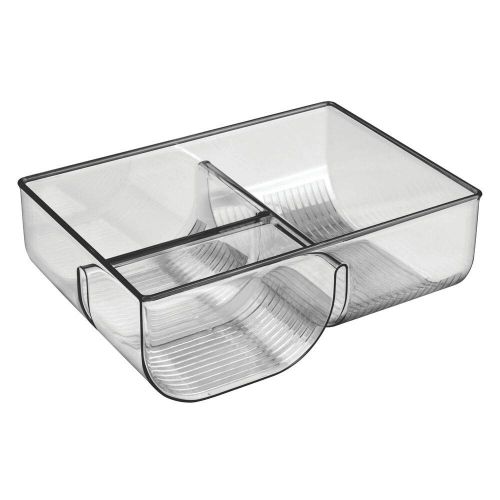  MDesign mDesign Food Storage Container Lid Holder, 3-Compartment Plastic Organizer Bin for Organization in Kitchen Cabinets, Cupboards, Pantry Shelves - Smoke Gray