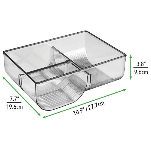  MDesign mDesign Food Storage Container Lid Holder, 3-Compartment Plastic Organizer Bin for Organization in Kitchen Cabinets, Cupboards, Pantry Shelves - Smoke Gray