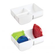 MDesign mDesign Food Storage Container Lid Holder, 3-Compartment Plastic Organizer Bin for Organization in Kitchen Cabinets, Cupboards, Pantry Shelves - Pack of 2, White