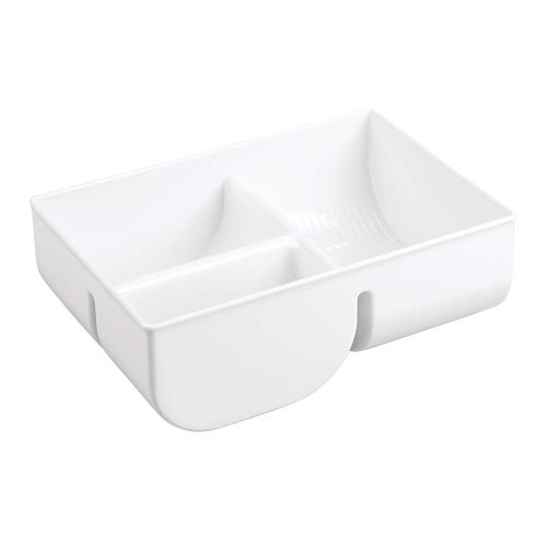  MDesign mDesign Food Storage Container Lid Holder, 3-Compartment Plastic Organizer Bin for Organization in Kitchen Cabinets, Cupboards, Pantry Shelves - Pack of 2, White