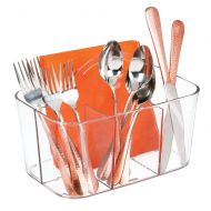 MDesign mDesign Plastic Cutlery Storage Organizer Caddy Bin - Tote with Handle - Kitchen Cabinet or Pantry - Basket Organizer for Forks, Knives, Spoons, Napkins - Indoor or Outdoor Use, Sm