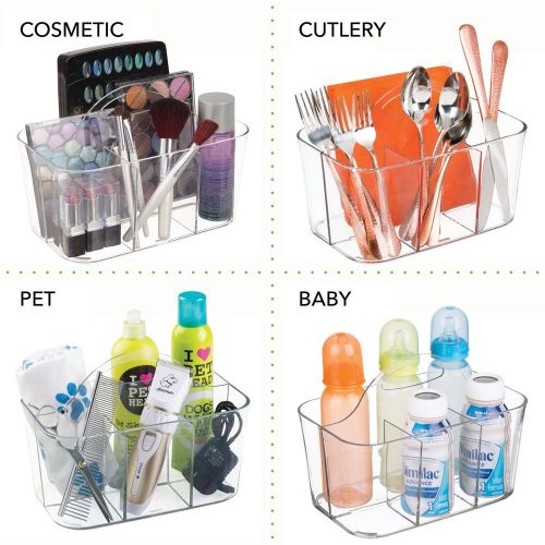  MDesign mDesign Plastic Cutlery Storage Organizer Caddy Bin - Tote with Handle - Kitchen Cabinet or Pantry - Basket Organizer for Forks, Knives, Spoons, Napkins - Indoor or Outdoor Use, Sm